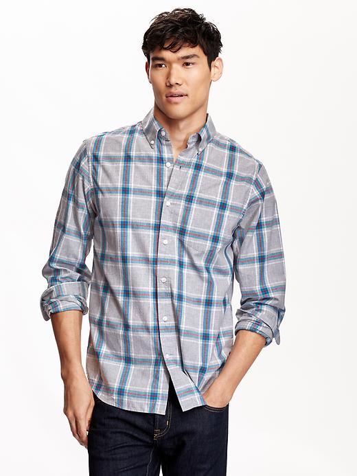 Old Navy Mens Classic Regular Fit Shirt Size Xxxl Big - Gray Plaid