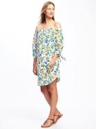 Old Navy Off The Shoulder Floral Shift Dress For Women - Green/white Floral