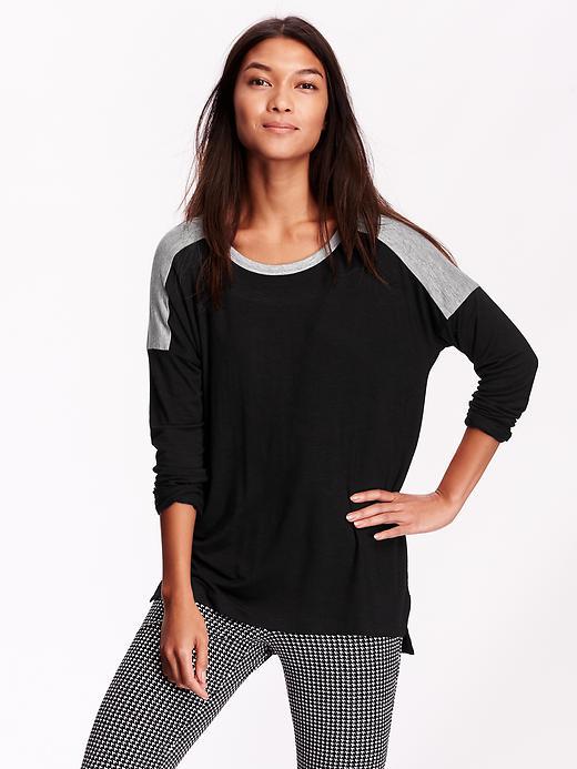 Old Navy Womens Shoulder Panel Slub Knit Tees Size L Tall - Blackjack