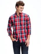 Old Navy Regular Fit Classic Plaid Shirt For Men - Guava Nectar