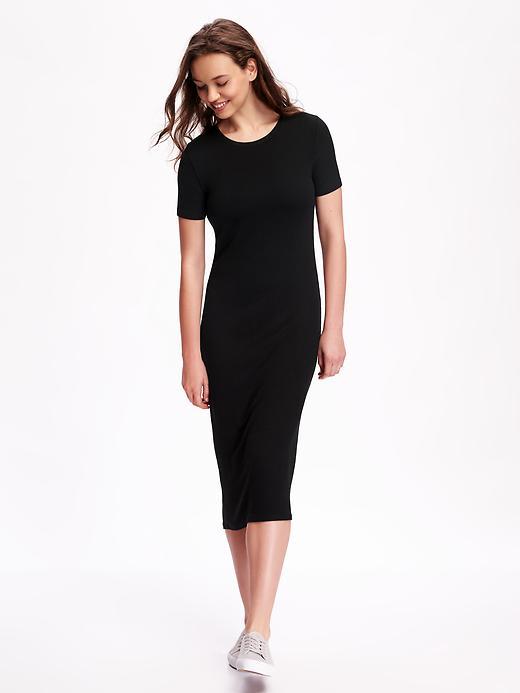 Old Navy Ribbed Knit Bodycon Midi For Women - Black