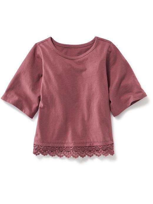 Old Navy Lace Trim Jersey Tee Size 12-18 M - Mauve On Down