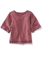 Old Navy Lace Trim Jersey Tee Size 12-18 M - Mauve On Down