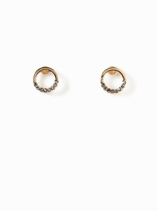 Old Navy Pav Circle Stud Earrings For Women - Gold