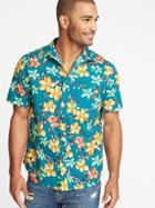 Old Navy Mens Regular-fit Built-in Flex Getaway Shirt For Men Azurite Size M