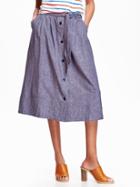 Old Navy Buttoned Up Midi Skirt - Indigo