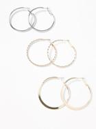 Old Navy Womens Metal Hoop Earring 3-pair Set For Women Mixed Metal Size One Size