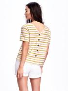 Old Navy Jacquard V Back Tee For Women - White Stripe