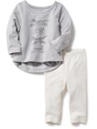 Old Navy 2 Piece Graphic Top And Leggings Set Size 0-3 M - Cloud Cover