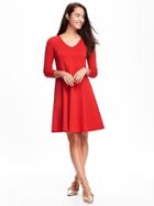 Old Navy Ponte Knit Swing Dress For Women - Red Buttons