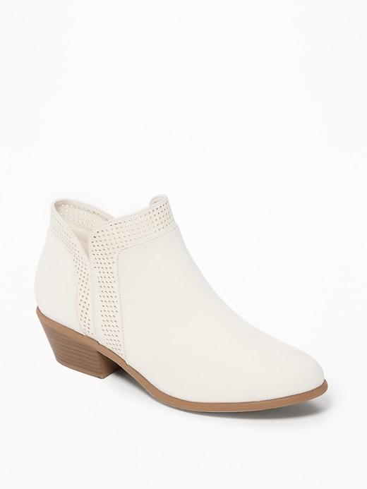 Old Navy Womens Perforated Sueded Low Booties For Women Bone Size 6