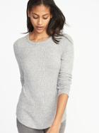Old Navy Womens Slim-fit Luxe Rib-knit Top For Women Light Gray Size L