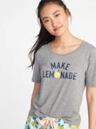 Old Navy Womens Relaxed Curved-hem Graphic Tee For Women Make Lemonade Size L