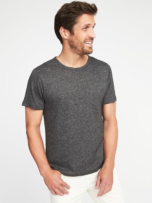 Old Navy Mens Linen-blend Crew-neck Pocket Tee For Men Charcoal Heather Size Xxl