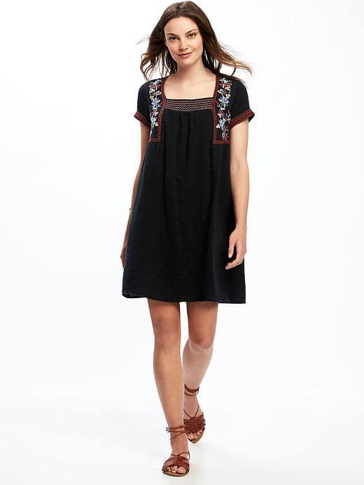Old Navy Embroidered Trim Dress For Women - Black