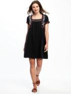 Old Navy Embroidered Trim Dress For Women - Black