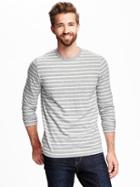 Old Navy Soft Washed Striped Crew Neck Tee For Men - Heather Gray