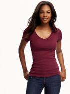 Old Navy Fitted V Neck Tee For Women - Borscht