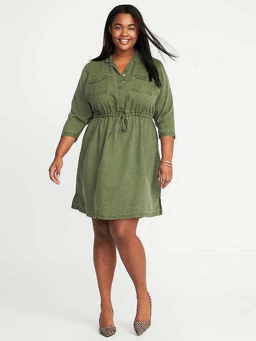 Old Navy Womens Twill Utility Plus-size Shirt Dress Prairie Foliage Size 4x