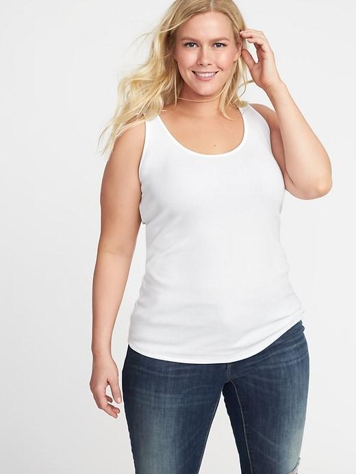 Old Navy Womens First-layer Fitted Plus-size Rib-knit Tank Bright White Size 4x