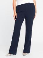 Old Navy Womens Mid-rise Secret-slim Plus-size Double-weave Harper Trousers In The Navy Size 30