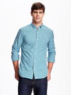 Old Navy Regular Fit Classic Plaid Shirt For Men - Turq Wise Polyester