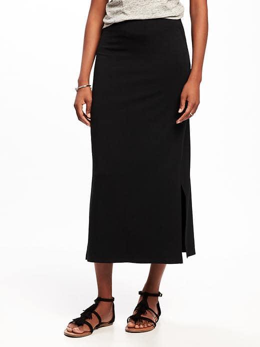 Old Navy Fitted Jersey Maxi Skirt For Women - Black