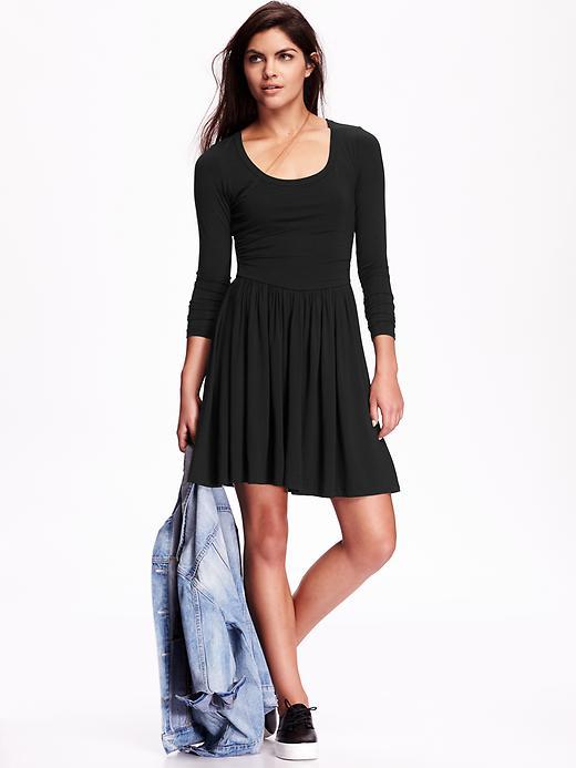 Old Navy Womens Long Sleeve Fit &amp; Flare Dress Size Xs - Black