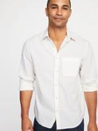 Old Navy Mens Regular-fit Linen-blend Shirt For Men Cream Size S