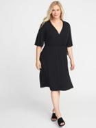 Old Navy Womens Waist-defined Plus-size Wrap-front Dress Black Size 4x