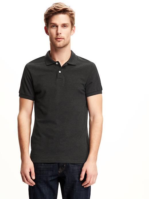 Old Navy Short Sleeve Pique Polo For Men - Iron Gray Heather