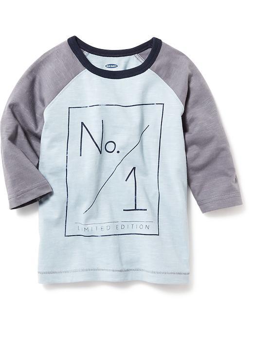 Old Navy Colorblock 3/4 Sleeve Graphic Tee - San Francisco Sky