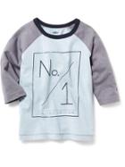 Old Navy Colorblock 3/4 Sleeve Graphic Tee - San Francisco Sky