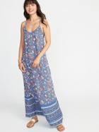 Old Navy Womens Sleeveless V-neck Maxi Dress For Women Blue Floral Size Xxl