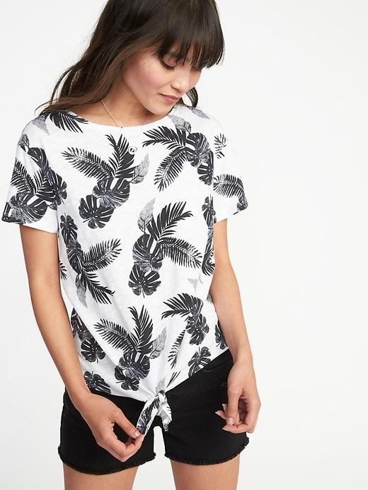 Old Navy Womens Relaxed Tie-front Jersey Top For Women Palms Size S