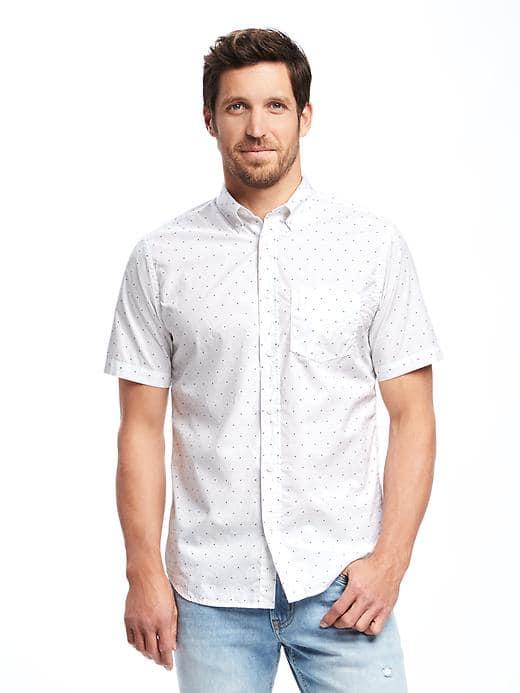Old Navy Slim Fit Micro Dot Classic Shirt For Men - Robbie Red