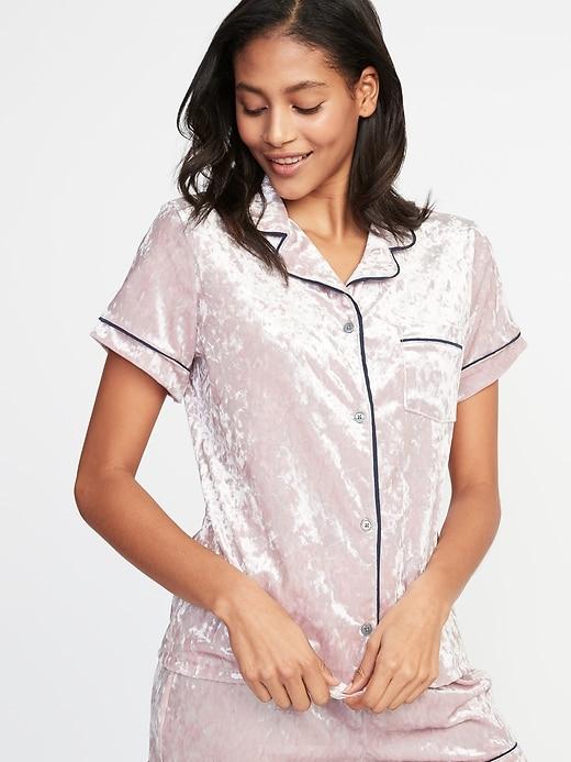 Old Navy Womens Velvet Button-front Sleep Top For Women Plum Tonic Size M