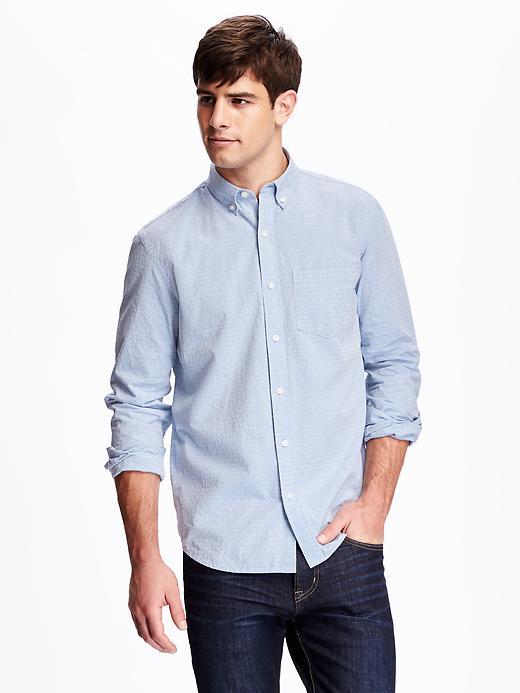 Old Navy Regular Fit Dobby Patterned Shirt For Men - Fresh Air Blue Dobby