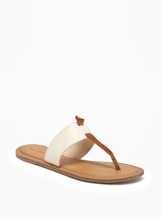 Old Navy T Strap Slide Sandals For Women - Bone