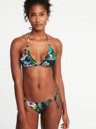 Old Navy Womens Triangle String-bikini Top For Women Black Floral Size M