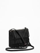 Old Navy Sueded Dual Zip Fringed Crossbody Bag For Women - Blackjack