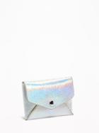 Old Navy Womens Faux-leather Envelope Card Wallet For Women Silver Metallic Size One Size