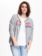 Old Navy Logo Zip Front Hoodie Size 1x Plus - Heather Grey