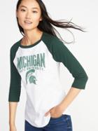 Old Navy Womens College-team 3/4-length Raglan Tee For Women Michigan State Size Xs