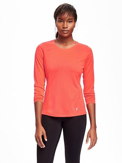 Old Navy Go Dry Cool Mesh Running Tee For Women - Red It Neon Polyester