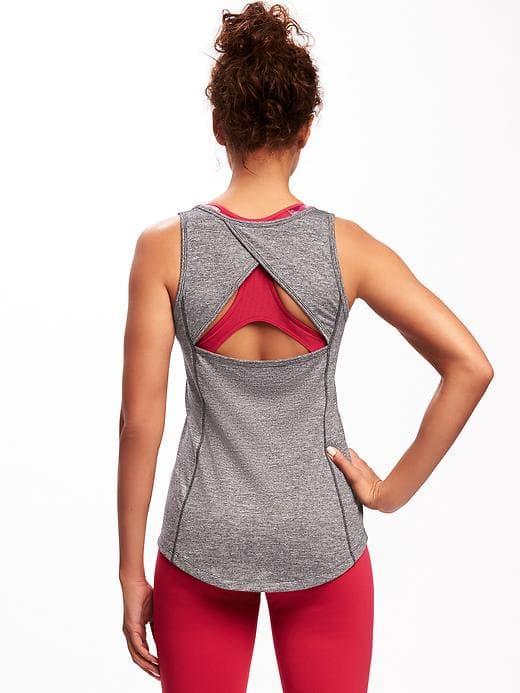 Old Navy Fitted Go Dry Cool Crossback Keyhole Tank For Women - Heather Gray