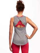 Old Navy Fitted Go Dry Cool Crossback Keyhole Tank For Women - Heather Gray