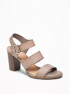 Old Navy Womens Three-strap Block-heel Sandals For Women Smoky Beige Size 9 1/2