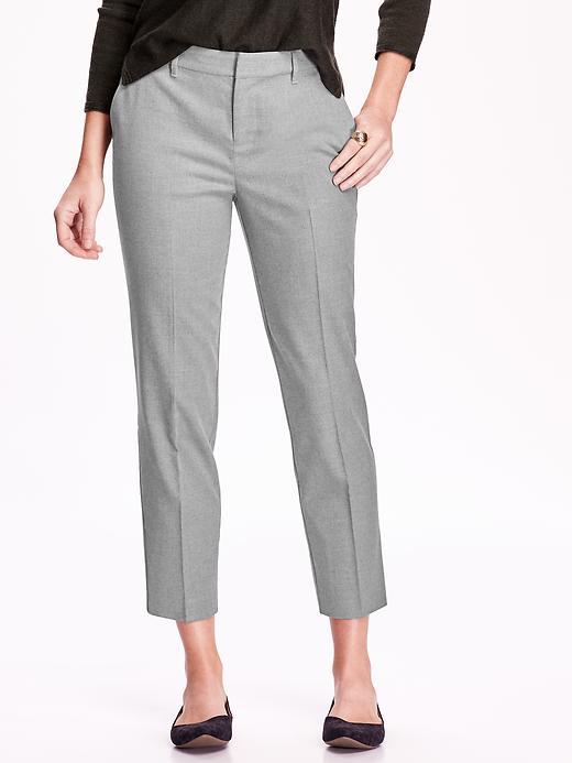 Old Navy Mid Rise Harper Trousers Size 12 Petite - Light Gray