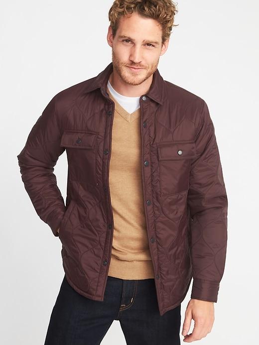 Old Navy Mens Quilted Water-resistant Shirt Jacket For Men Clove Size Xl